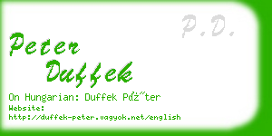 peter duffek business card